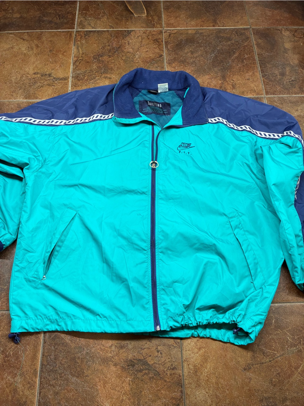 Nike FIT Teal and Navy Colorblock Windbreaker Jacket
